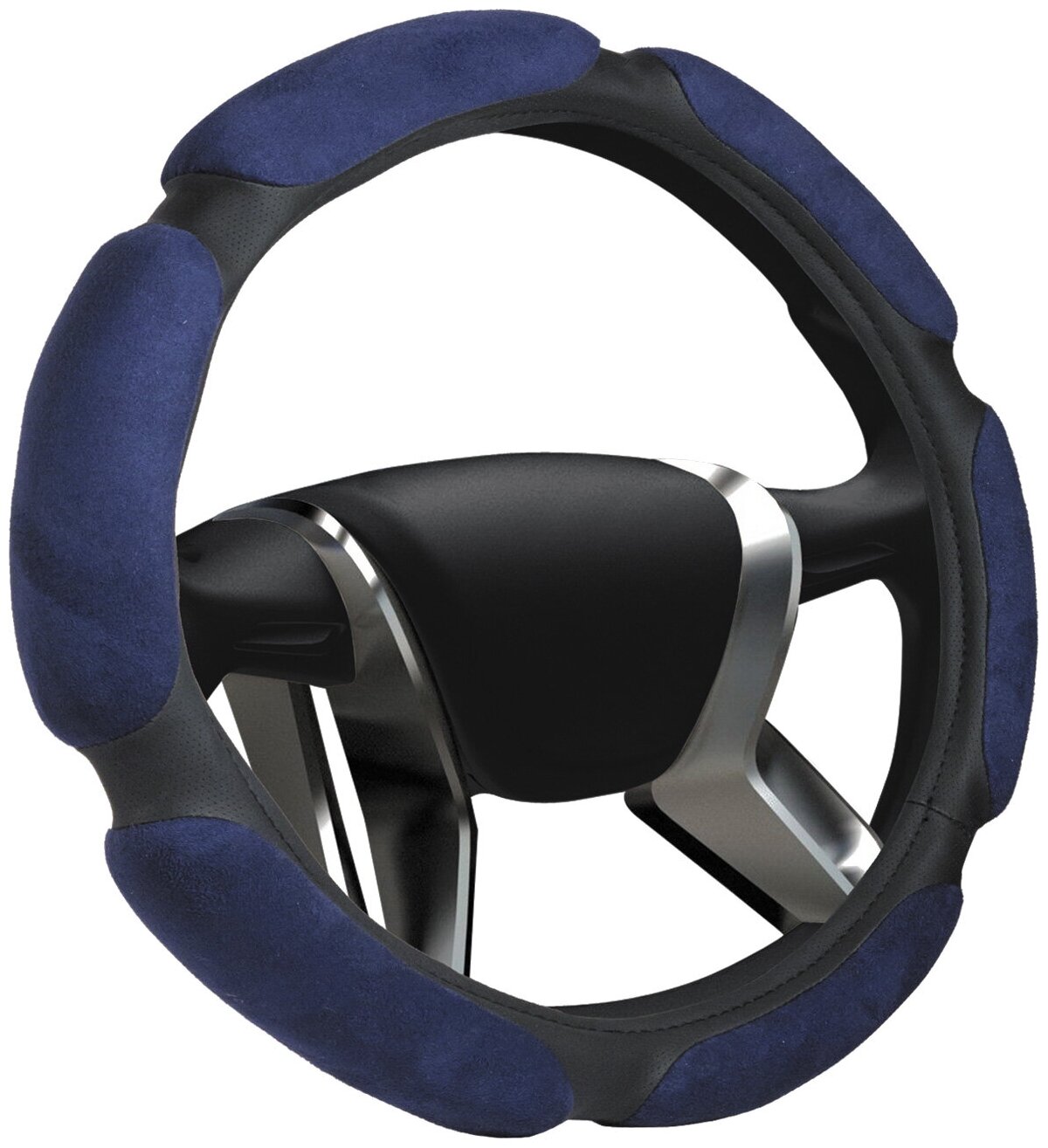 фото Оплетка на руль "M" (d 38см) спонж 6 лепестков /синий/ Azard (OPLA0072)