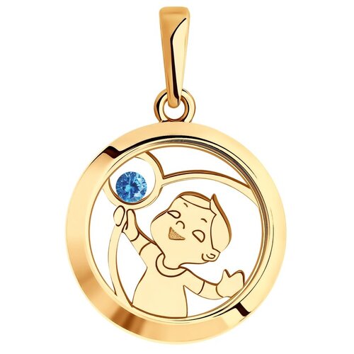 фото Sokolov подвеска из золота с синим swarovski zirconia и минеральным стеклом 035822