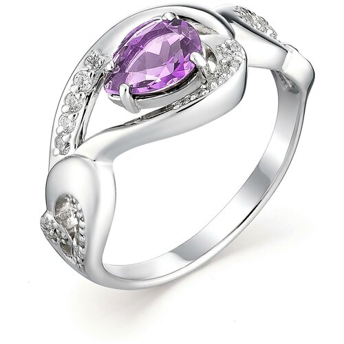 фото Алькор кольцо с аметистом и фианитами из серебра 01-0863-00ам-00, размер 18