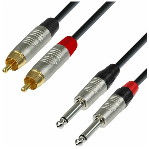 ADAM HALL K4 TPC 0090 аудиокабель 2 x RCA(M)-2 x 6,3 Jack mono, REAN, 0,9м переходник rca rca adam hall 7552