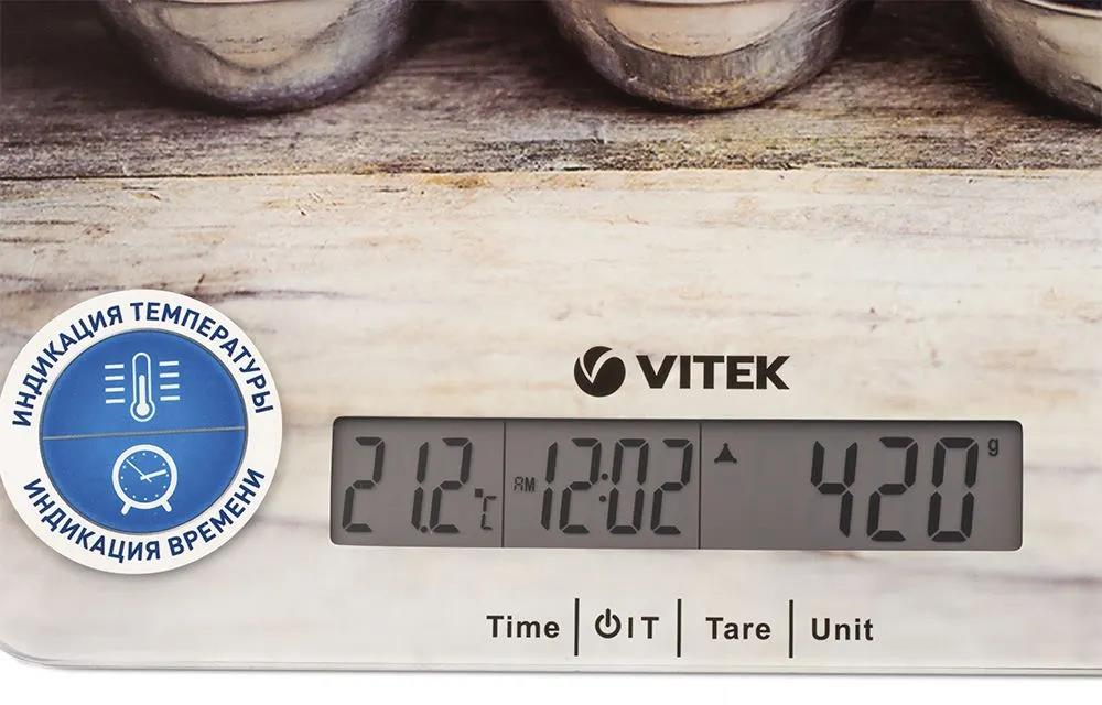 Весы кухонные VITEK VT-2429, бежевый/рисунок - фото №4