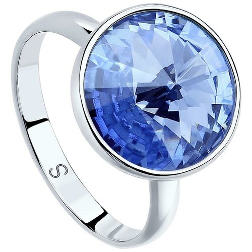 фото Эстет кольцо с 1 кристаллом swarovski из серебра р3к2501606, размер 18.5