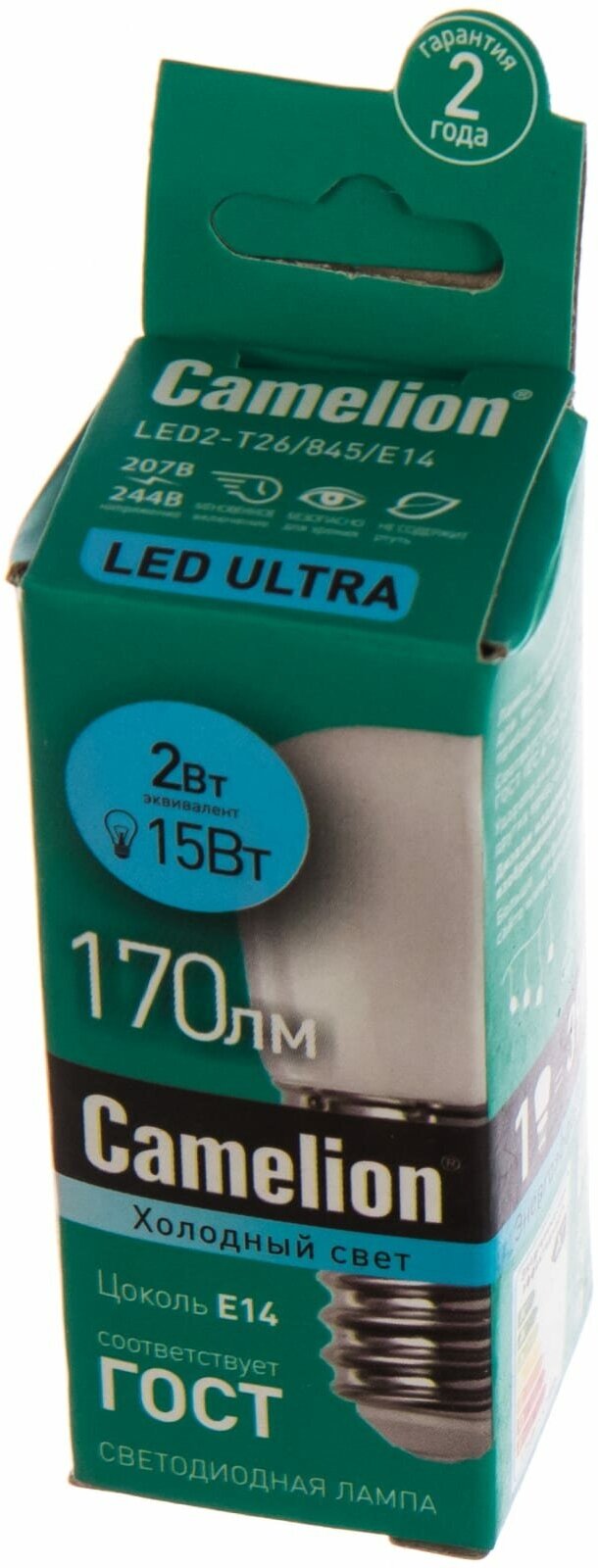 Лампочка Camelion E14 15W 220V 4500K 105Lm LED2-T26/845/E14