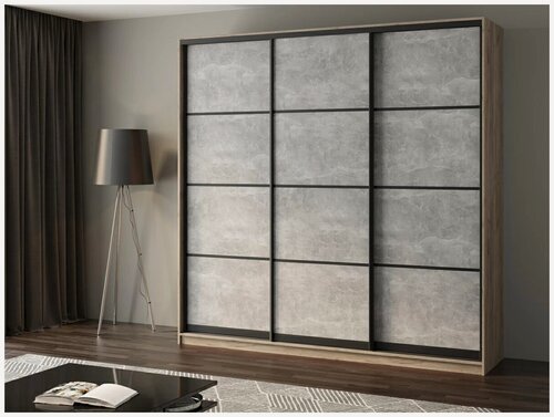 Изображение товара Шкаф-купе Матэрна лофт крафт серый / бетон серый глухой, 240х50х240 см