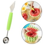 Нож и ложка нуазетка для карвинга и фигурной нарезки фруктов и овощей, салатовый - изображение