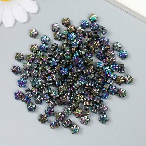 Бусины для творчества пластик Цветок Радужный перелив набор 20 гр 07х07х04 см 486₽