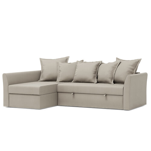 Диван-кровать угловой Pragma Katun с декоративными подушками 3-местный размер 150х233 см спальное место 140х200 см обивка текстиль бежевый 52724₽