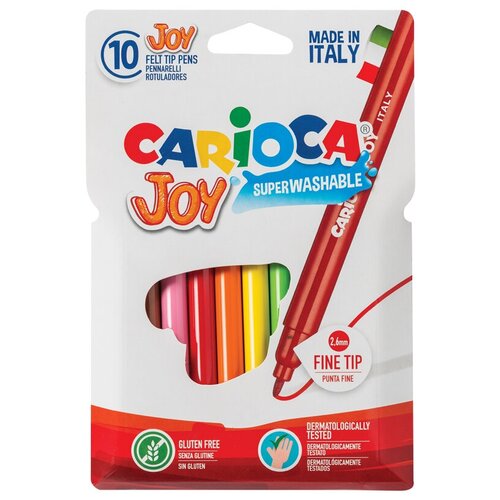 Фломастеры Carioca Joy, 10цв, смываемые, картон, европодвес, 2 штуки