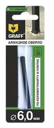 Сверло алмазное по керамограниту и плитке 6 мм Standart в блистере GRAFF 78665