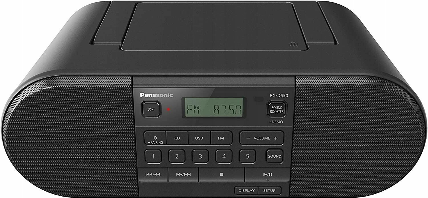 Аудиомагнитола Panasonic RX-D550E-K черный 20Вт CD CDRW MP3 FM(dig) USB BT