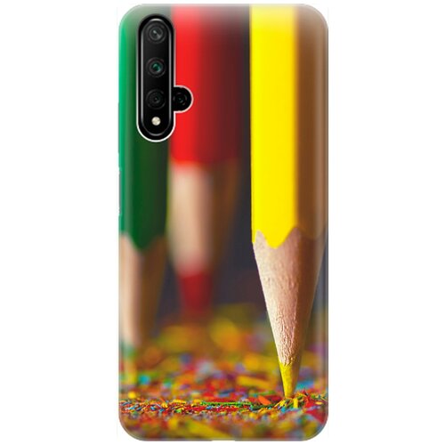 фото Ультратонкий силиконовый чехол-накладка для honor 20 / huawei nova 5t с принтом "желтый карандаш" gosso