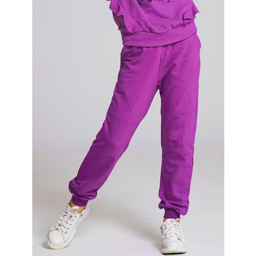 фото Школьные брюки джоггеры иново, повседневный стиль, карманы, размер 140, фиолетовый