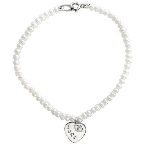 фото Эстет браслет сердце с жемчугом из серебра 01б351775, 19 см, 4.49 г