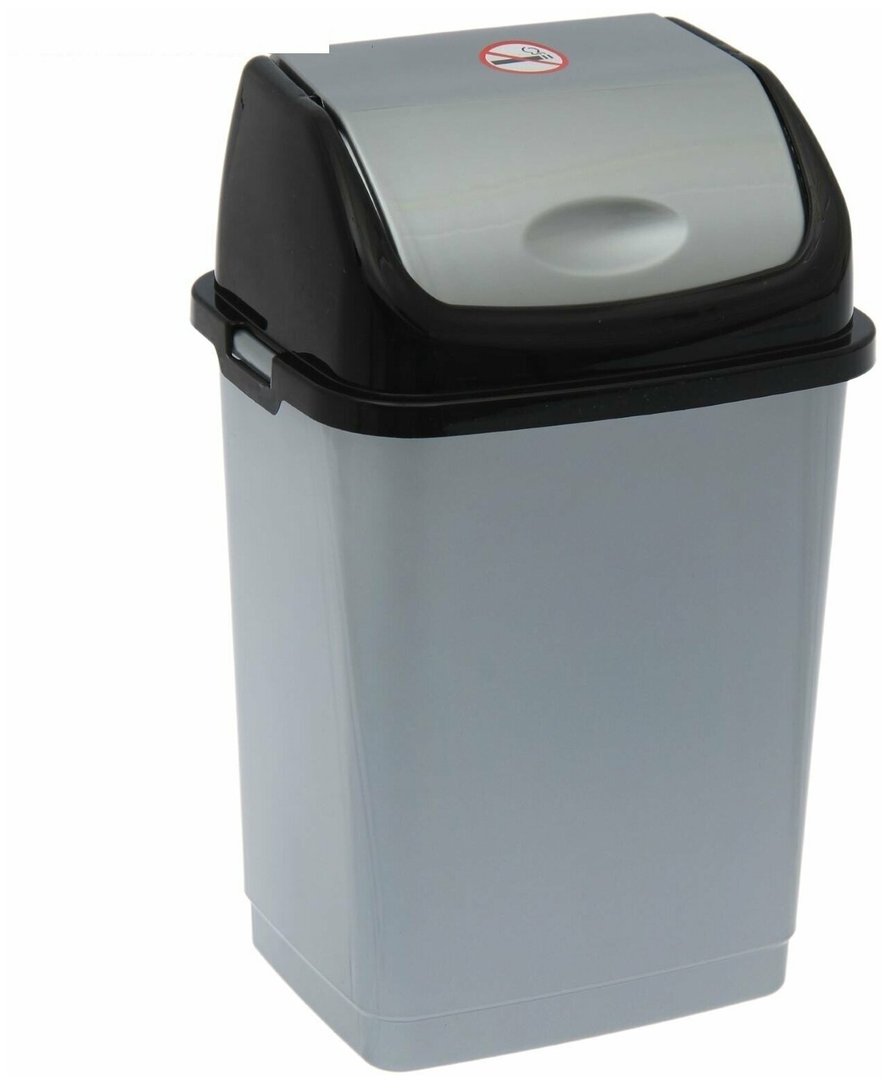 Контейнер для мусора «Камелия» 8 л цвет серебристый перламутр/чёрный