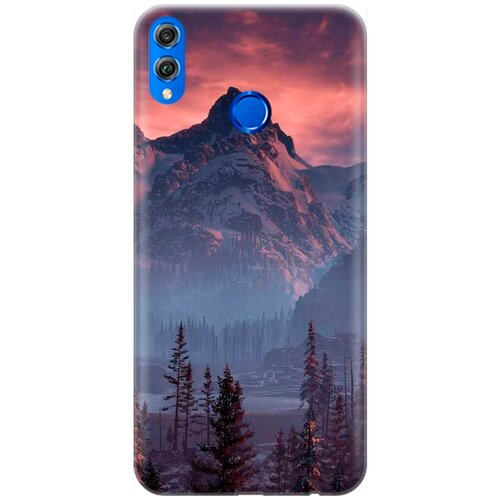 фото Re:pa накладка transparent для honor 8x с принтом "лес, горы, зарево"