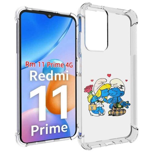 Чехол MyPads модные-смурфики для Xiaomi Redmi 11 Prime 4G задняя-панель-накладка-бампер