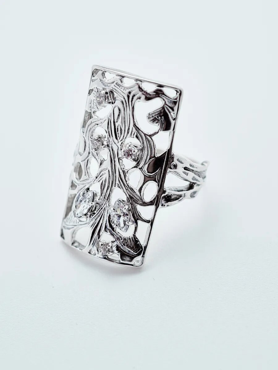 Кольцо БРЮС, серебро, 925 проба, фианит