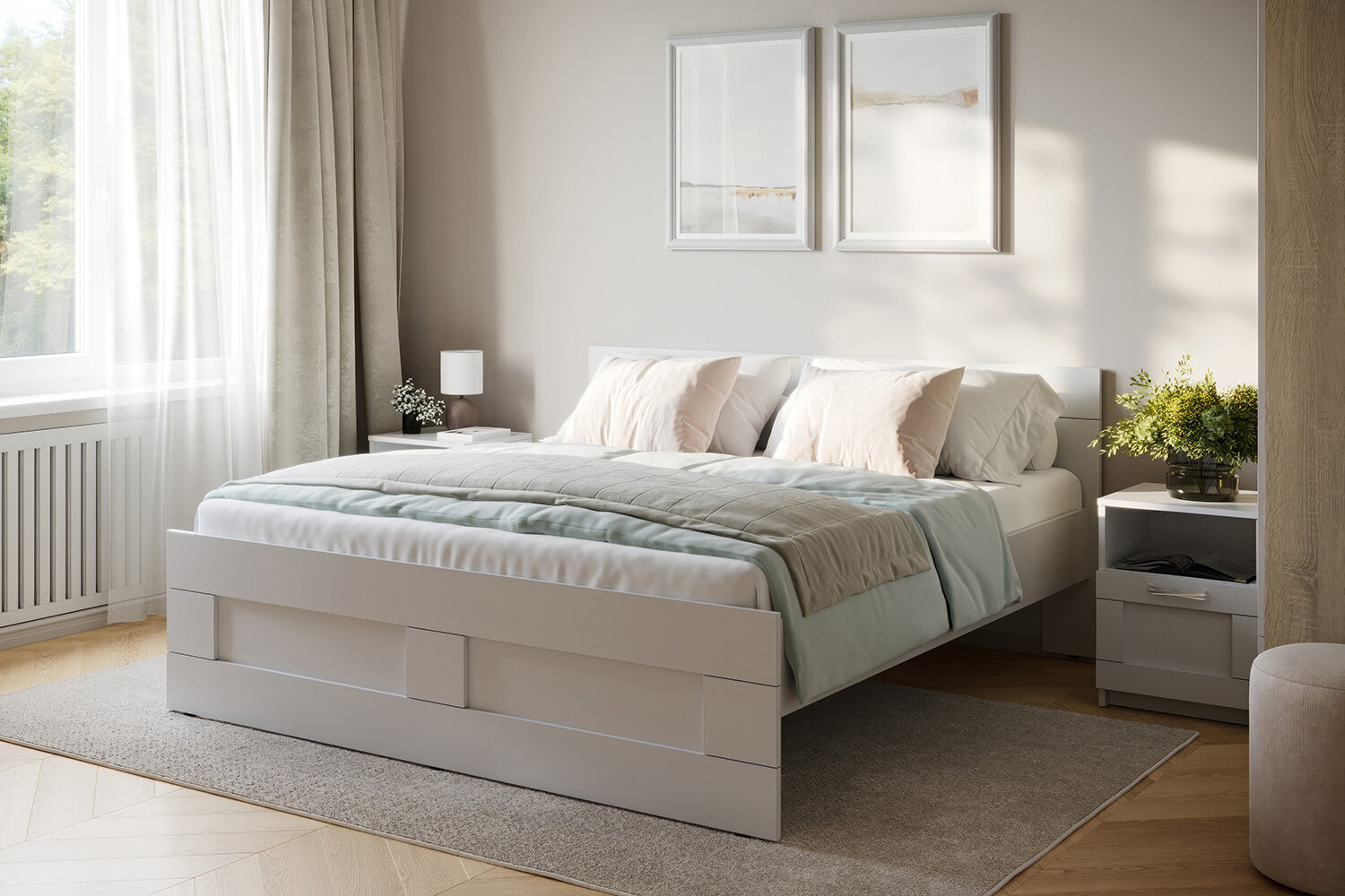 Кровать без подъёмного механизма Hoff Сириус, 160х200 см, цвет белый