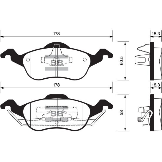 Колодки тормозные передние Sangsin Brake для Ford FOCUS 1 1.4-2.2, 4 шт