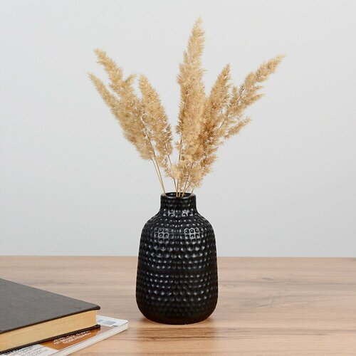 Ваза для цветов и сухоцветов черная матовая керамика 15 см 508₽