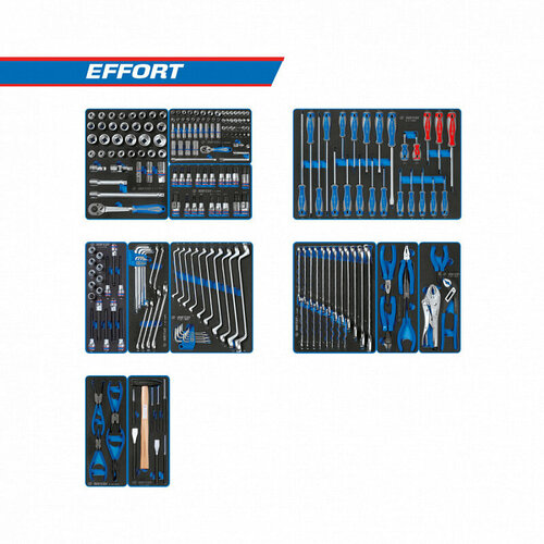 Набор инструментов EFFORT для тележки, 12 ложементов, 235 предметов KING TONY 934-235MRVD набор инструментов лидер для тележки 14 ложементов 270 предметов мастак 5 00270