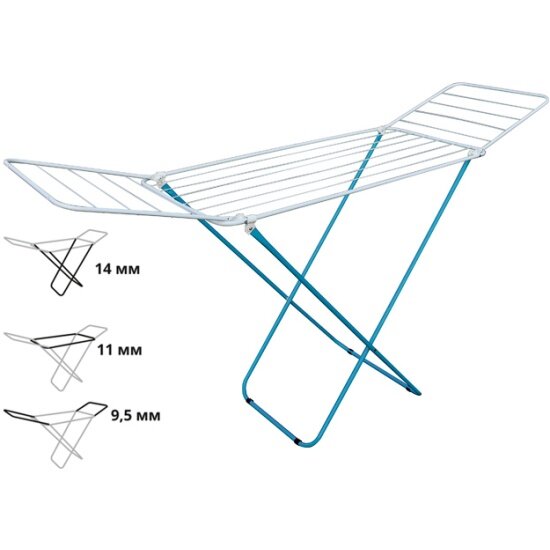 Perfecto Linea Сушилка для белья напольная, 16м, серия Maria, бело-голубая, (Сушильное полотно - 16 метров, размер 167х46х84.) (46-003160)