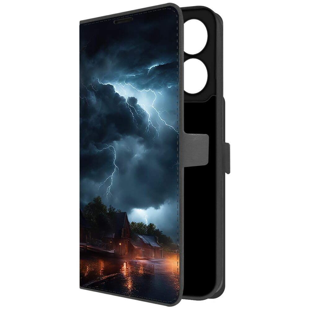 фото Чехол-книжка Krutoff Eco Book для Xiaomi Redmi 13C Ночная гроза (черный)