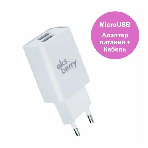 Сетевое ЗУ Aksberry T38 (2USB/2.4A) белое