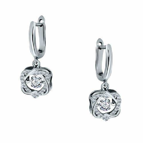 Серьги Fidelis, серебро, 925 проба, родирование, фианит, золотой