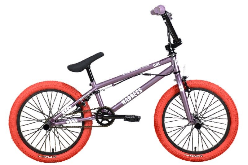 Велосипед Stark Madness BMX 2 (2024) 9" фиолетово-серый/перламутр/красный