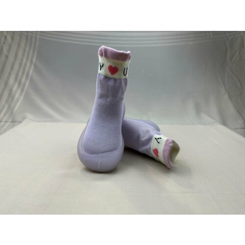 Пинетки, размер 18/19, фиолетовый 2023 модные детские носки с резиновой подошвой носки для новорожденных осень зима детские носки для пола обувь нескользящие носки с мягкой