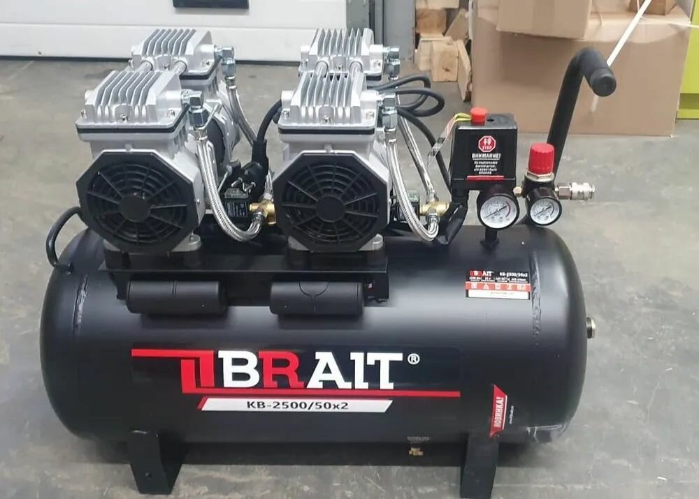 фото Компрессор BRAIT прямой б/масл. KВ-2500/50х2