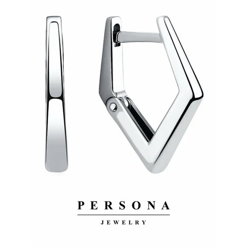 Серьги конго ПЕРСОНА, серебро, 925 проба, родирование, размер 19 мм, длина 1.9 см, серебряный
