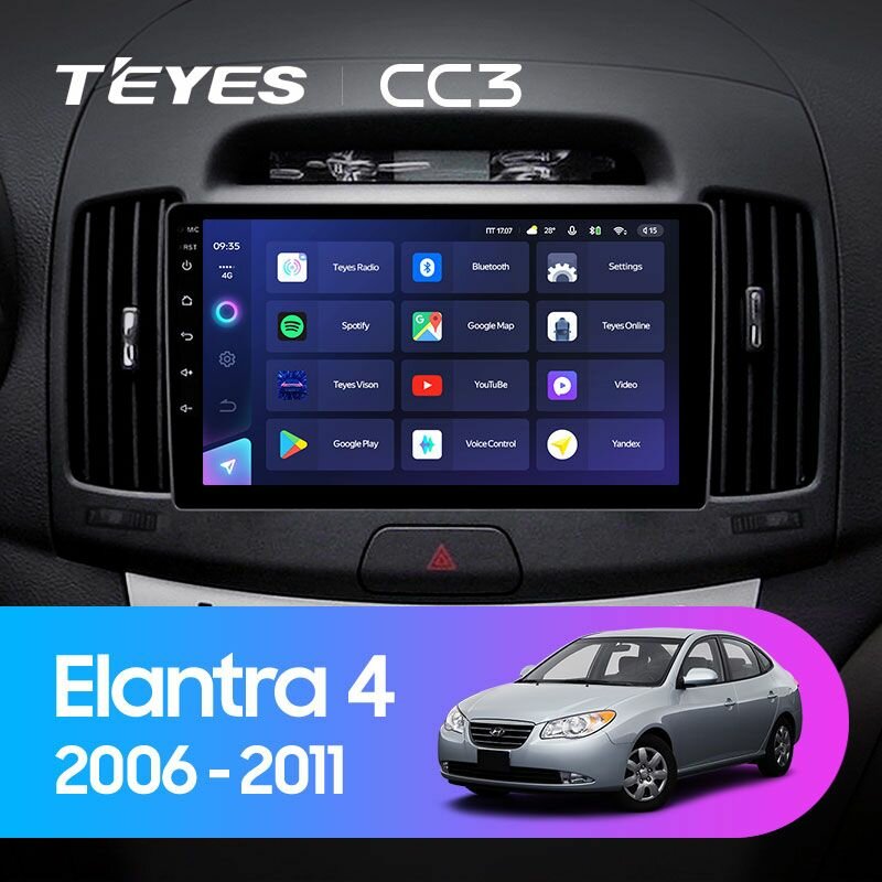 TEYES Магнитола CC3 4 Gb 9.0" для Hyundai Elantra 4 HD 2006-2012 Вариант комплектации F1 - Черная рамка 64 Gb