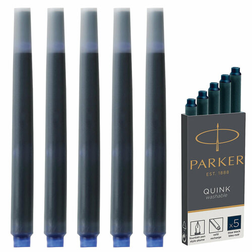 Картриджи чернильные PARKER Cartridge Quink, комплект 5 штук, темно-синие, 1950385 упаковка 2 шт.