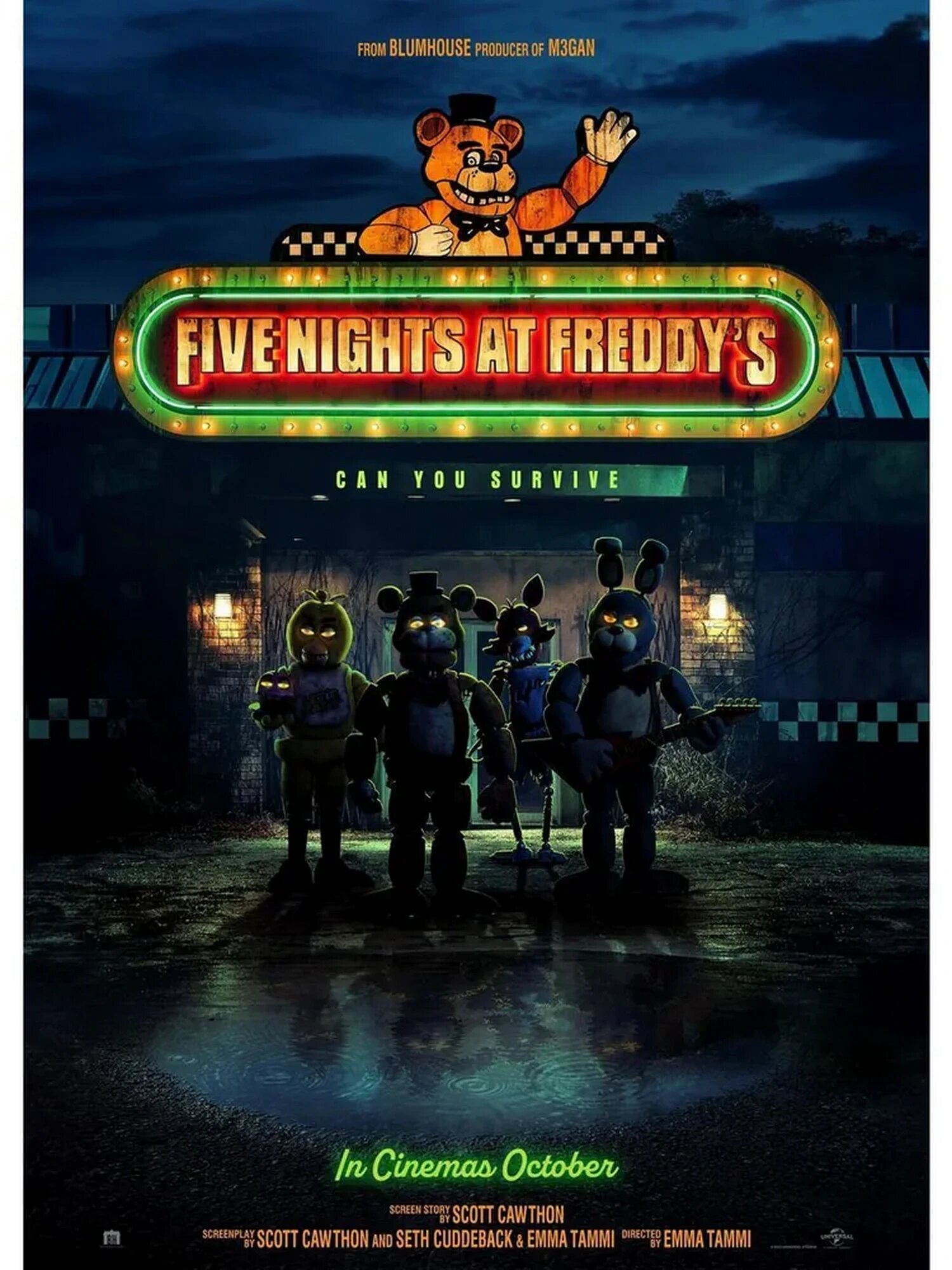 Плакат постер Five Nights at Freddys 2023. Пять ночей с Фредди на бумаге размер 21х30см