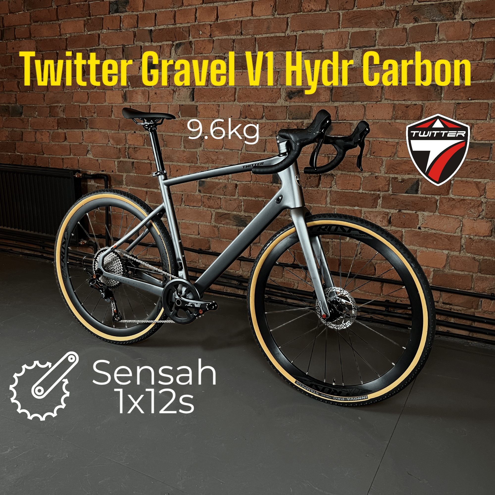 Велосипед Twitter Gravel V1 Full-hydr Carbon, 9.6 кг, 700х40с гревел шоссейный взрослый, 54 см 12 скоростей, цвет серый