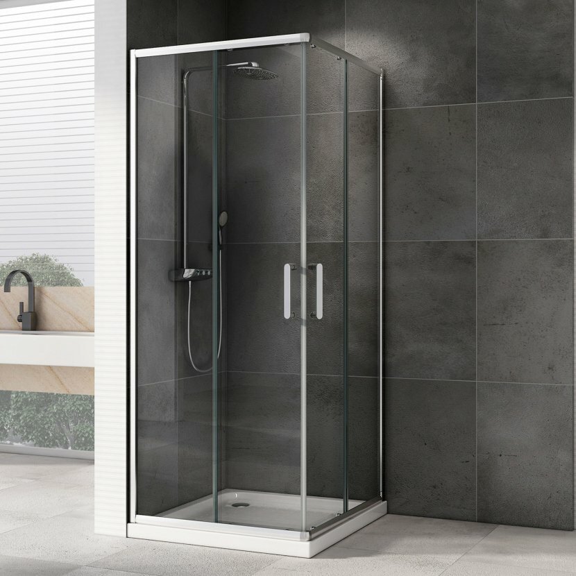 фото Abber Душевой уголок Abber Schwarzer Diamant AG021005 100x100, профиль хром, стекло прозрачное