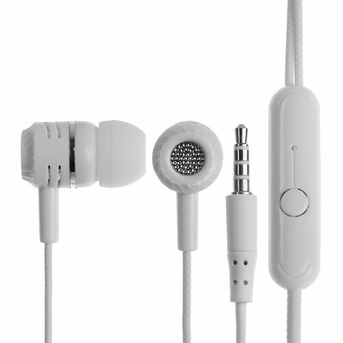 Наушники CB-52 проводные вакуумные микрофон 1 м Jack 35 мм белые 373₽