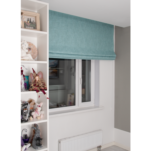 Римские шторы блэкаут лен на окна для комнаты Моя Штора ширина 220 см х высота 240 см Бирюзовый 17700₽