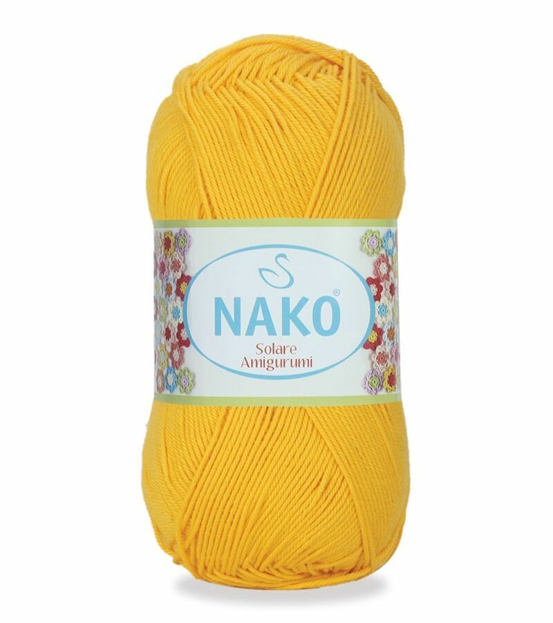 Пряжа NAKO Solare Amigurumi (Нако), желтый - 6949, 100% хлопок, 5 мотков, 100 г, 300 м.