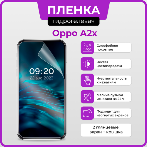 Гидрогелевая защитная плёнка для Oppo A2x / глянцевые плёнки на экран и крышку