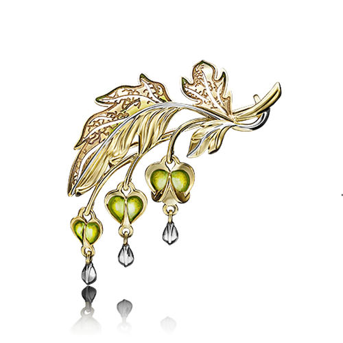 Брошь АЙМИЛА, желтое золото, 585 проба, эмаль