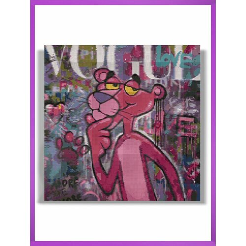 Алмазная мозаика на подрамнике - вышивка Розовая пантера арт 40 х 40 см 1850₽