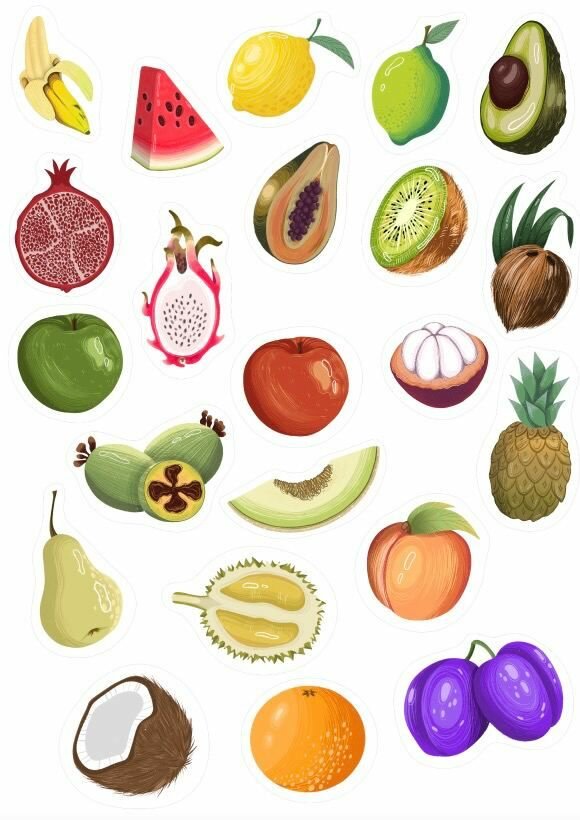 Стикеры "Фрукты" - 2 шт, 4×4 см, для детей 0+, бренд "Полюс Принт" — фото 1