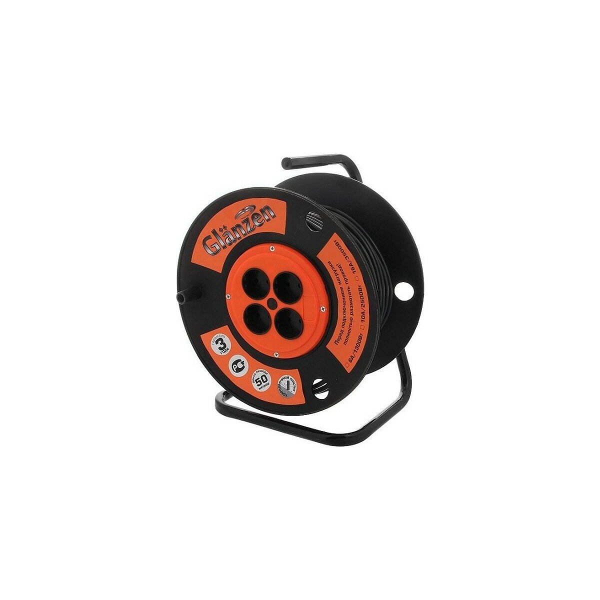 Удлинитель на катушке GLANZEN EB-50-008 ПВС 2х25 50м