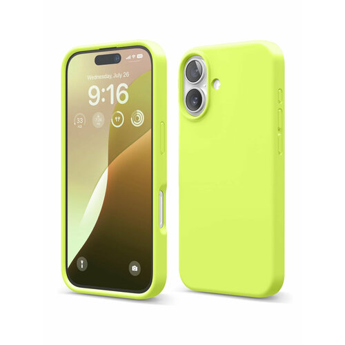 Elago для iPhone 16 чехол Soft silicone (Liquid) Neon Yellow желтый