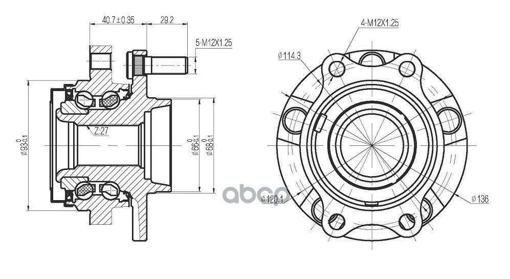 INFINITI FX(S50/S51) 2003->/G37 2008->/QX50 2013->/QX70 2013-> Ступица перед. S&K арт. SKHA1023