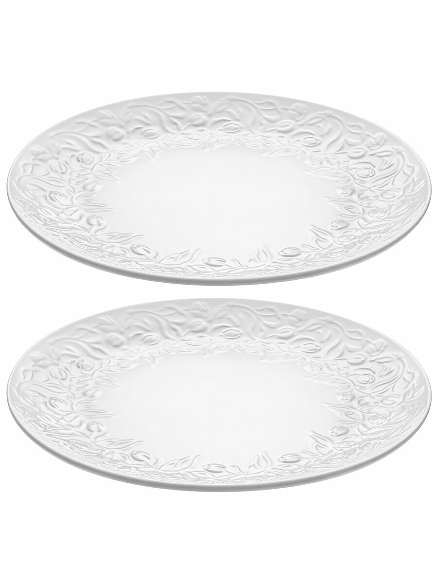 Набор тарелок 2 предмета 26х26х2,5 см Elan Gallery Тюльпаны, фарфор — фото 1