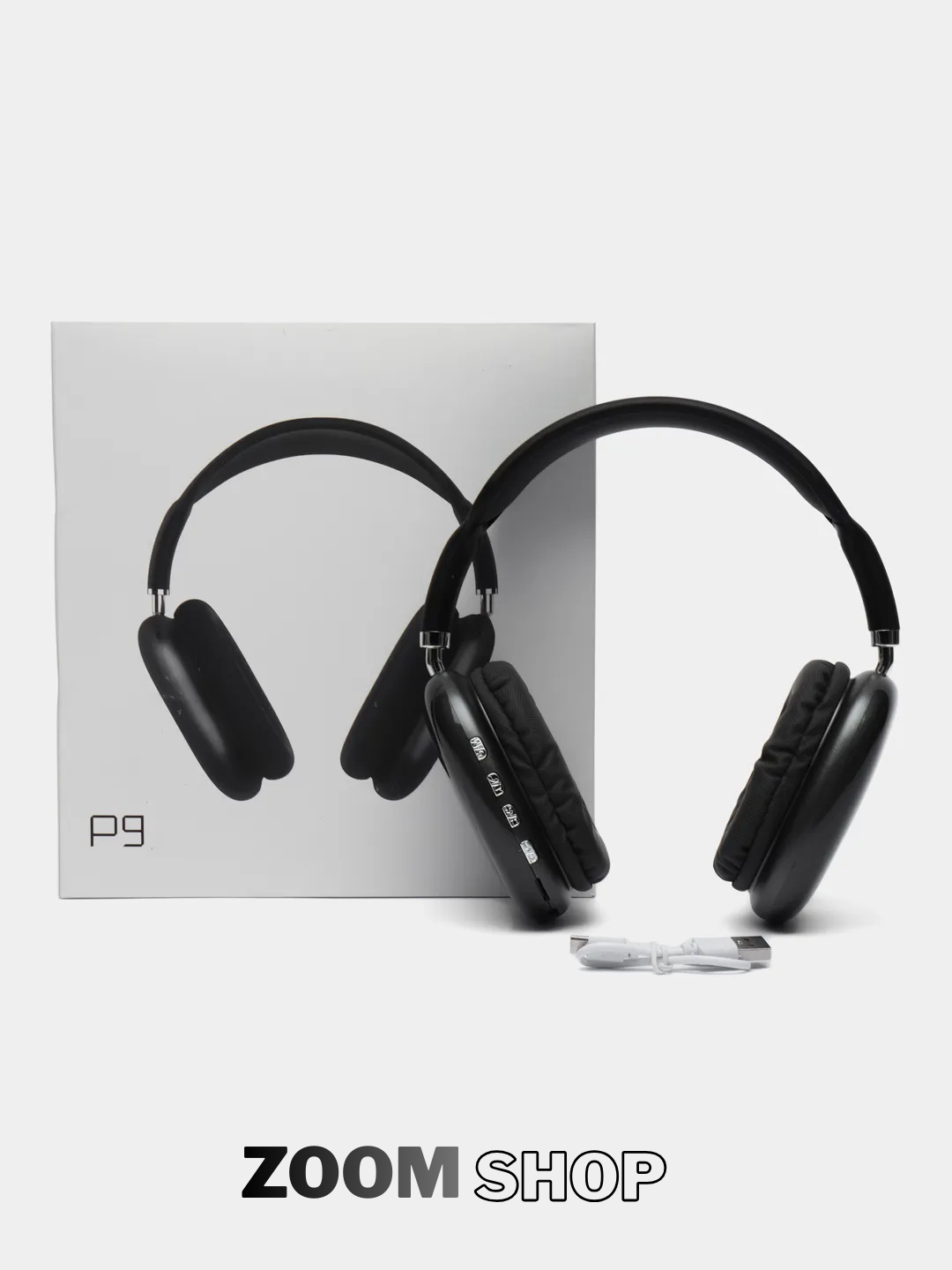 Беспроводные накладные наушники Bluetooth с микрофоном, черные_P9_QORA